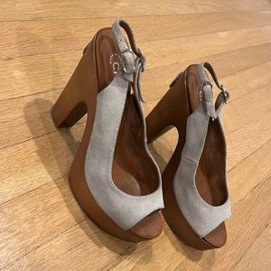 Chanel suede platform sandals